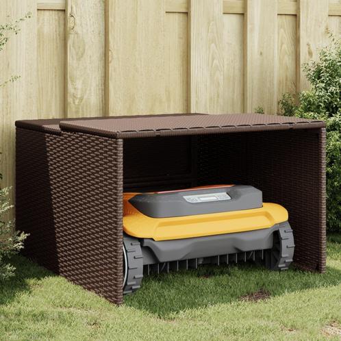 Garage voor robotmaaier 86x90x52/57 cm poly rattan bruin, Tuin en Terras, Hand-tuingereedschap, Nieuw, Verzenden