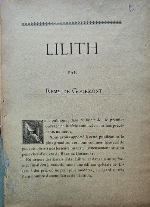 Remy de Gourmont - Essais dArt Libre [revue] : Lilith -, Antiek en Kunst, Antiek | Boeken en Bijbels