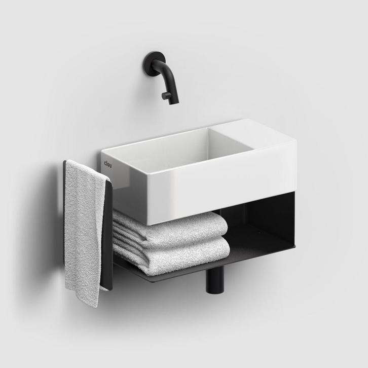 Fonteinkast Clou New Flush Rechts 21.2x44x18 cm Mat Zwart, Doe-het-zelf en Verbouw, Sanitair, Bad, Nieuw, Ophalen of Verzenden