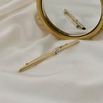 Gouden broche met zirconia (vintage accesoire, vintage), Sieraden, Tassen en Uiterlijk, Broches, Gebruikt, Overige kleuren, Ophalen of Verzenden