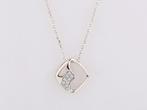 Ketting met hanger - 14 karaat Witgoud - 0.06ct. tw. Diamant, Sieraden, Tassen en Uiterlijk, Antieke sieraden