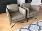 leren fauteuils met kruisframe - bruin leer - Echt leer, Mo, Nieuw, Ophalen of Verzenden, Industrieel, 50 tot 75 cm