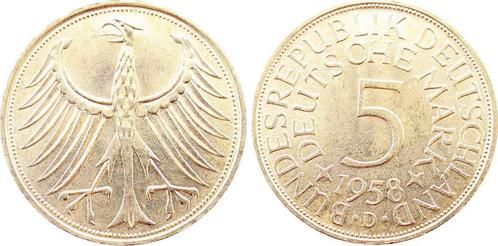 5 Mark Duitsland 5 Dm duitse Mark zilveradler 1958d bankf..., Postzegels en Munten, Munten | Europa | Niet-Euromunten, Verzenden
