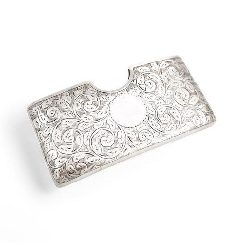 Art Nouveau sterling silver pocket card case engraved with, Antiek en Kunst, Antiek | Goud en Zilver