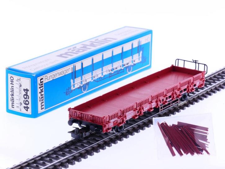 Schaal H0 Märklin 4694 DB Lageboordwagon met rongen #2115, Hobby en Vrije tijd, Modeltreinen | H0, Wagon, Zo goed als nieuw, Märklin
