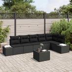 vidaXL Tuin Sofa Set met kussen 7 pcs Zwart poly rattan, Verzenden, Nieuw, Rotan