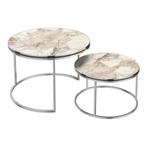 [en.casa] Salontafel Skagen set van 2 rond marmer wit en zil, Huis en Inrichting, Tafels | Salontafels, Verzenden, Nieuw