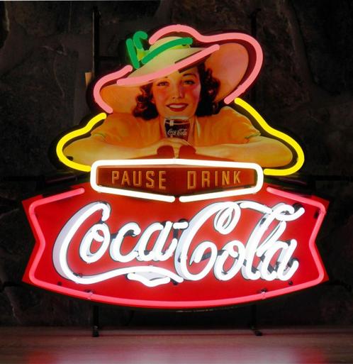 Coca-Cola Lady Pause Drink Neon Verlichting 64 x 60 cm, Huis en Inrichting, Woonaccessoires | Overige, Ophalen