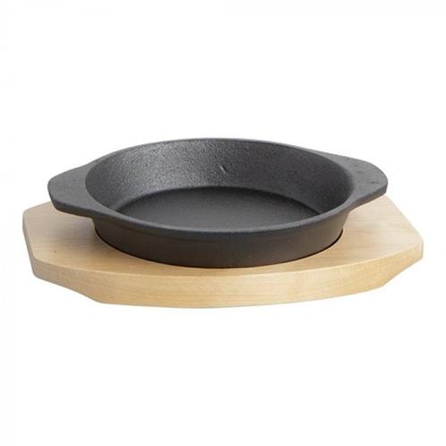 Serveer Bistropan | Gietijzeren Pan (Ø140mm) | Houten, Zakelijke goederen, Horeca | Keukenapparatuur, Nieuw in verpakking, Verzenden