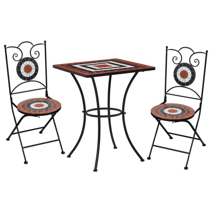 vidaXL 3-delige Bistroset mozaïek keramische tegel, Tuin en Terras, Tuinsets en Loungesets, Nieuw, 3 zitplaatsen, Overige materialen