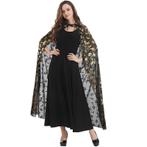 Heksen Cape Kostuum Volwassen 140cm Halloween Zwart Goud, Verzamelen, Verzenden, Nieuw