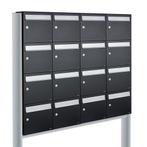 Brievenbusunit Flow set vrijstaand 4-breed, 4-hoog - zwart, Verzenden, Nieuw