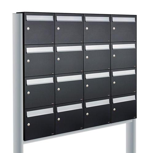 Brievenbusunit Flow set vrijstaand 4-breed, 4-hoog - zwart, Tuin en Terras, Brievenbussen, Nieuw, Verzenden