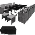 Wicker zitgroep Palma 8+4+1 met beschermhoes - grijs/lichtgr, Verzenden, Nieuw