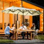 TRUUSK Dubbele Parasol Kantelbare Parasol Met Zonnepaneel 35, Verzenden, Nieuw