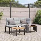 vidaXL 3-delige Loungeset met kussens gepoedercoat staal, Verzenden, Nieuw, Rvs, Loungeset