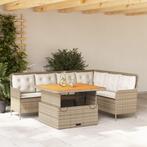 vidaXL 2-delige Loungeset met kussens poly rattan beige, Tuin en Terras, Tuinsets en Loungesets, Verzenden, Nieuw, Rotan, Loungeset