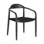 *WOONWINKEL* Kave Home Nina Houten Stoel Zwart Met Touw, Huis en Inrichting, Stoelen, Verzenden, Nieuw, Zwart, Hout