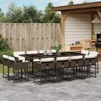 vidaXL 13-delige Tuinset met kussens poly rattan bruin, 2 zitplaatsen, Nieuw, Tuinset, Verzenden