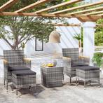 vidaXL 5-delige Bistroset poly rattan en gehard glas grijs, Tuin en Terras, Tuinsets en Loungesets, Verzenden, Nieuw, Rotan