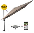 Challenger T1 premium zweefparasol 400x300 cm havanna met, Tuin en Terras, Ophalen of Verzenden, Nieuw