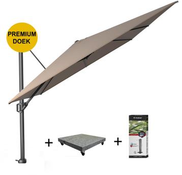 Challenger T1 premium zweefparasol 400x300 cm havanna met beschikbaar voor biedingen