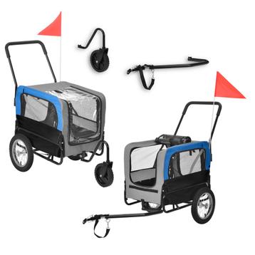 Fietskar fietsaanhanger tot 20 kg en buggyfunctie blauw zwar beschikbaar voor biedingen