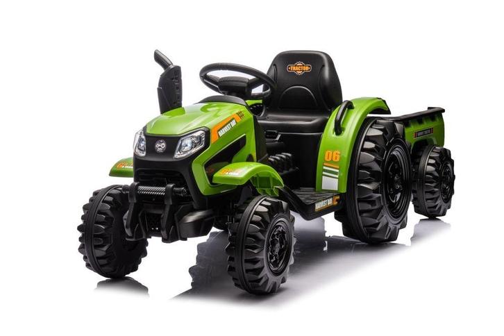 Elektrische tractor met aanhangwagen, 12 volt, muziek module, Kinderen en Baby's, Speelgoed | Buiten | Accuvoertuigen, Nieuw, Ophalen of Verzenden