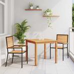 vidaXL Tuin Eetset 3 pcs Zwart Poly riet, Verzenden, Nieuw, Rotan
