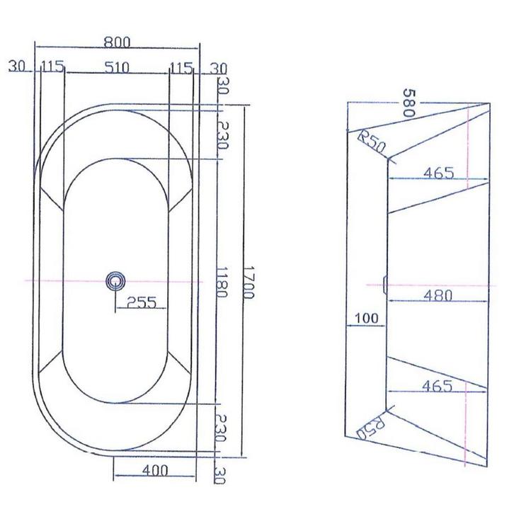 Ligbad NJOY Thalia 170x80 cm Acryl Mat Wit inclusief Afvoer, Doe-het-zelf en Verbouw, Sanitair, Ophalen of Verzenden