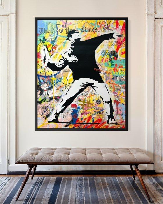 CASPA - The Flower Thrower, Antiek en Kunst, Kunst | Schilderijen | Modern