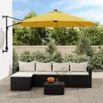 vidaXL Wandparasol met LEDs 290 cm geel, Tuin en Terras, Parasols, Verzenden, Nieuw, 2 tot 3 meter, Muurparasol