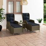 vidaXL 3-delige Loungeset met kussens poly rattan bruin, Tuin en Terras, 3 zitplaatsen, Nieuw, Loungeset, Verzenden