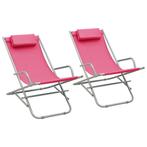 vidaXL Klapstoelen 2 st staal roze, Verzenden, Nieuw