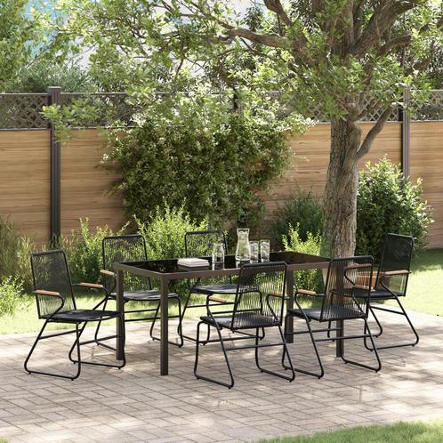 vidaXL 7-delige tuinset zwart PVC rattan, Tuin en Terras, Tuinsets en Loungesets, Tuinset, Nieuw, Kunststof, Verzenden