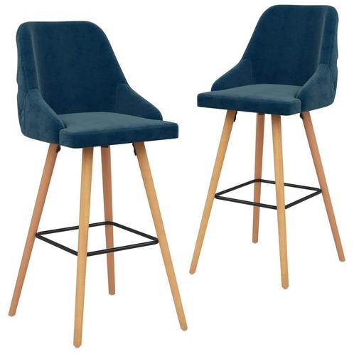 vidaXL Barkrukken 2 st fluweel blauw, Huis en Inrichting, Barkrukken, Nieuw, Verzenden