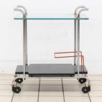 Vintage Chrome en Glazen Serveertrolley, Huis en Inrichting, Tafels | Bijzettafels, Ophalen, Nieuw