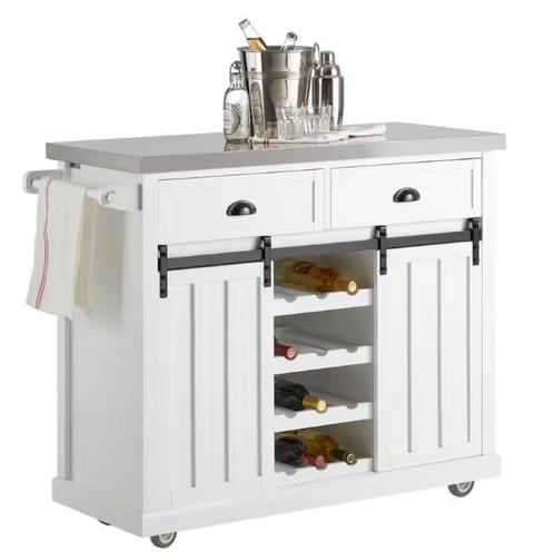 Keukenwagen met RVS Blad, Schuifdeuren & Flessenrek 116cm, Huis en Inrichting, Keuken | Keukenelementen, Nieuw, Verzenden