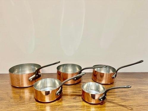 Kookpottenset (5) - Koper, Tin, Antiek en Kunst, Antiek | Keukenbenodigdheden