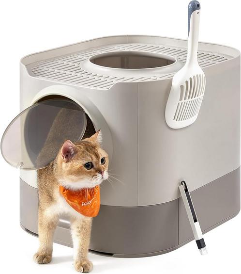 Kattenbak - Busy Cat - XL gesloten - Boveningang - Grijs, Dieren en Toebehoren, Katten-accessoires, Nieuw, Ophalen of Verzenden