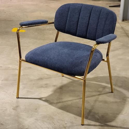 Lounge Fauteuil Jolien Blauw/Goud, Huis en Inrichting, Fauteuils, Ophalen of Verzenden