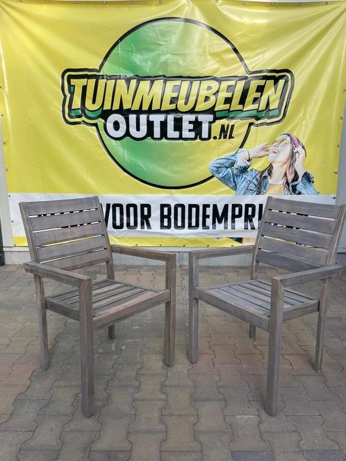 Dining tuinstoel teak hout grijstint, Tuin en Terras, Tuinstoelen, Zo goed als nieuw, Stapelbaar, Teakhout, Ophalen
