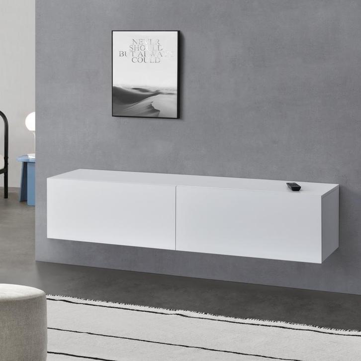 Zwevend kastje Evaton 140x33x30 cm wit mat, Huis en Inrichting, Kasten | Dressoirs, Verzenden