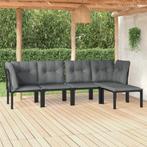 vidaXL 5-delige Loungeset poly rattan zwart en grijs, Verzenden, Nieuw, Rvs, Loungeset