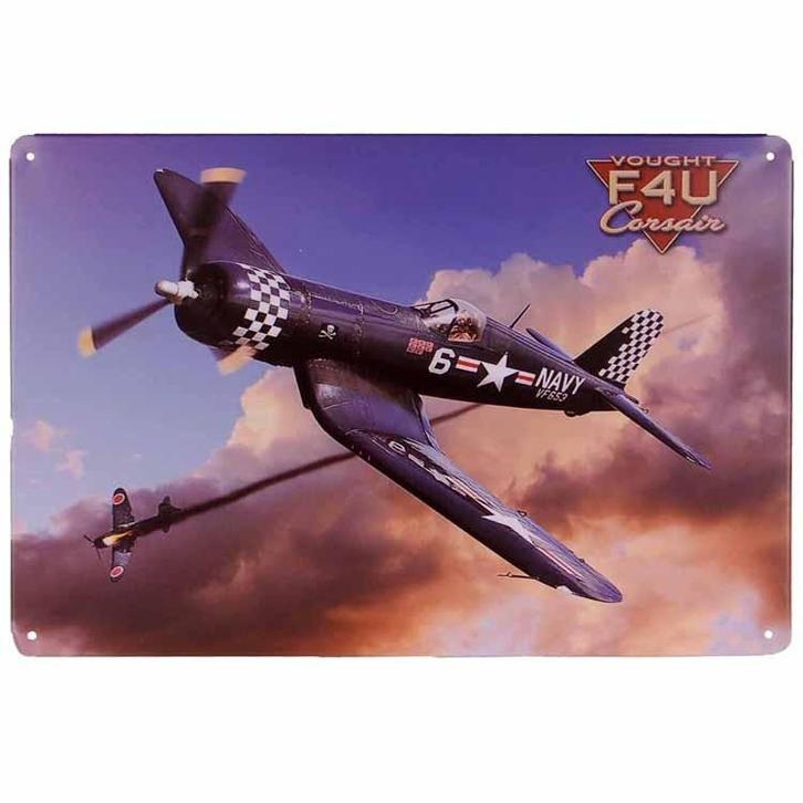 Metalen plaatje - Vliegtuig F4-U Corsair NIEUW, Huis en Inrichting, Woonaccessoires | Tekstborden en Spreuken, Nieuw, Ophalen of Verzenden