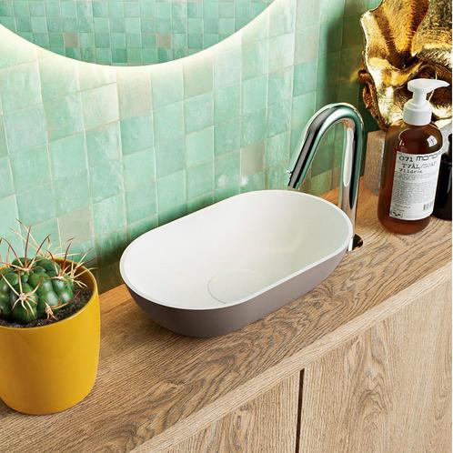 MONDIAZ POOLE solid surface opzetkom kleur Smoke | Talc., Doe-het-zelf en Verbouw, Sanitair, Overige typen, Nieuw, Ophalen of Verzenden