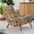 *WOONWINKEL* Kave Home Tika Rotan Fauteuil Met Mahonie Poten, Huis en Inrichting, Verzenden, Nieuw