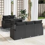 vidaXL Tuin Sofa Set met kussen 6 pcs Zwart 100 x 55 x 73 cm, Verzenden, Nieuw, Rotan