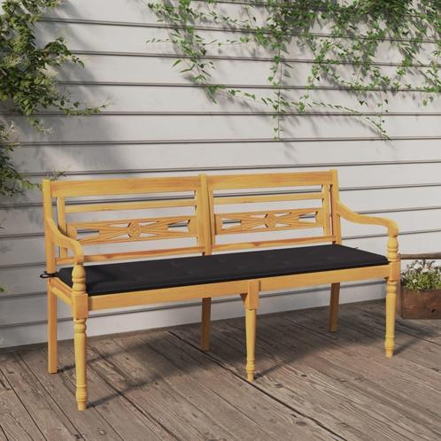 vidaXL Bankje Batavia met antracietkleurig kussen 150 cm, Tuin en Terras, Tuinbanken, Nieuw, Teakhout, Verzenden