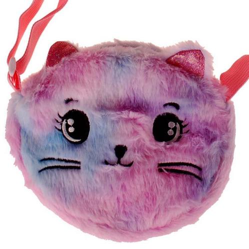 Tasje Meisjes Pluche - Poezenhoofd Fluffy - Glitter Oortjes, Sieraden, Tassen en Uiterlijk, Tassen | Schoudertassen, Nieuw, Ophalen of Verzenden
